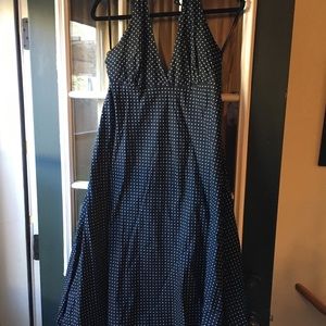 Gap Navy and White Polka Dot Dress